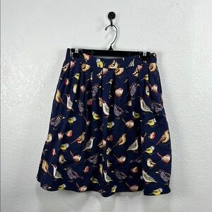 Grace Karin Skirt Navy Blue Birds Pockets Coastal Women’s Sz L Cotton Blend Chic